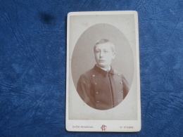 Photo CDV  Chéri Rousseau à St Etienne  Portrait Jeune Garçon En Uniforme D'étudiant - Circa 1880 - L262 - Antiche (ante 1900)