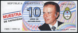 Advertising "bank Note" Printed In 1999 With Image Of President Menem, VF! - Autres & Non Classés