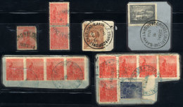 Lot Of 3 Stamps + 1 Pair + 2 Blocks (one One Fragment), All With Cancels Of CORONEL CHARLONE (Buenos Aires), MB!! - Collections, Lots & Séries