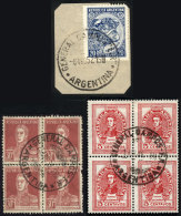 Lot Of 2 Blocks Of 4 + 1 Fragment, All With Cancels Of GENERAL CAMPOS (Entre Ríos), VF! - Collections, Lots & Séries