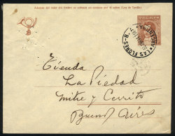 5c Stationery Envelope Sent From LAS FLORES To Buenos Aires On 30/AP/1944, With Pin Holes - Andere & Zonder Classificatie