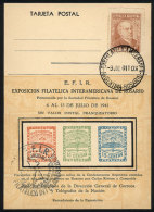 Postcard Commemorating The "Interamerican Stamp Expo Of Rosario" July 1941, With 2 Different Special Postmarks,... - Andere & Zonder Classificatie