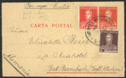 5c. San Martin W/o Period Lettercard Sent From Buenos Aires To Germany By Steamship "Duilio", Total Postage 12c.... - Andere & Zonder Classificatie