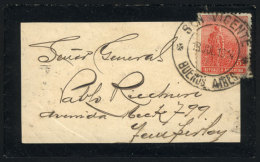 Mourning Cover Franked With 5c Plowman, Posted On 18/JUL/1914 With Cancel Of SAN VICENTE (Buenos Aires), VF! - Autres & Non Classés