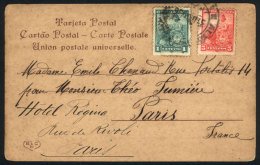 Postcard Franked With 6c (GJ.218 + 222) Sent To Hotel Regina In Paris (France), Very Nice! - Autres & Non Classés