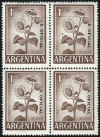 GJ.740, $1 Sunflower, Glazed Paper, Block Of 4 With VARIETIES: The Top Stamps With Telegraph Lines + Top Right... - Vignettes D'affranchissement (Frama)