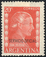 GJ.689, 20c Eva Perón, On National Paper, Variety: White Spot At Right Of Evita's Chin, VF! - Vignettes D'affranchissement (Frama)