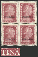 GJ.686, 10c Eva Perón, Block Of 4, One With VARIETY: "I" Of ARGENTINA With Period, VF! - Frankeervignetten (Frama)