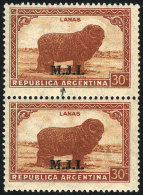 GJ.442a, Wool, Pair, Both Stamps With DOUBLE Overprint Variety, One Faint, VF Quality! - Vignettes D'affranchissement (Frama)