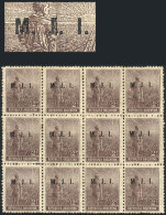 GJ.349, 2c Plowman, Sun Watermark, Block Of 12 With Vertical Fold, Producing The "M.JI.I." VARIETY In The R2/2... - Franking Labels