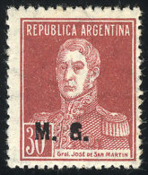 GJ.188, 30c San Martín W/o Period, Perf 13¼ X 12½, "inky G" Variety - Franking Labels