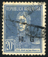 GJ.187f, 20c San Martín W/o Period, Perf 13¼ X 12½, "G Without Period" Variety - Frankeervignetten (Frama)