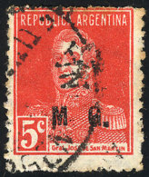 GJ.185d, 5c San Martín W/o Period, Perf 13¼ X 12½, "M Without Period" Variety - Vignettes D'affranchissement (Frama)