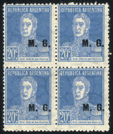 GJ.181, 20c San Martín With Period, Perf 13¼ - Franking Labels