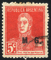 GJ.180a, 5c San Martín With Period, Perf 13¼, "M Without Period" Variety - Vignettes D'affranchissement (Frama)