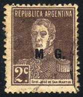 GJ.174b, 2c San Martín With Period, Perf 13¼ X 12½, "M Without Period" Variety - Franking Labels