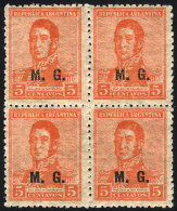 GJ.163, 5c San Martín, Multiple Suns Wmk, Perf 13¼ X 12½ - Franking Labels
