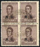 GJ.154b, 2c San Martín, Unwatermarked, Perf 13¼, The Top Stamps With "M Withouot Period" Variety, VF! - Franking Labels