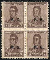 GJ.147, 2c San Martín, Vertical Honeycomb Wmk, Perf 13¼, Rare Block Of 4 - Vignettes D'affranchissement (Frama)