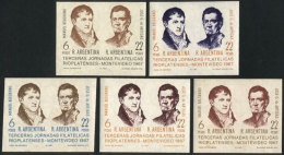 GJ.HB 23, 3rd River Plate Philatelic Meetings, PROOFS Printed On National Unsurfaced Paper, In 5 Different Color... - Carnets