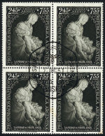 GJ.1002, Eva Peron Foundation, Block Of 4 With First Day Postmark, VF! - Poste Aérienne