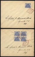 GJ.885, 35c Correos Y Telégrafos, Single + Block Of 4 On First Day Covers, Minor Defects - Autres & Non Classés