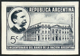 GJ.853, Banco De La Nación Argentina, PROOF Printed On Paper Glazed On Front In Bluish Green Color (1958... - Autres & Non Classés