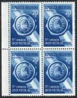 GJ.825b + 825, 20c. UPU Congress, Corner Block Of 4, The Right Stamps With "CORRFOS" Variety, VF! - Autres & Non Classés