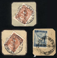 GJ.800 X2 + 895, On Fragments, With Cancels Of KILÓMETRO 371 + KILÓMETRO 389 (Santa Fe), Rare!! - Autres & Non Classés