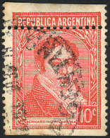 GJ.798, 10c Rivadavia, Typographed, Type B Perf 13¼, With VARIETY: Horizontal Perforation Dramatically... - Autres & Non Classés