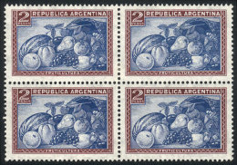 GJ.792, $2 Fruit, Block Of 4 With Straight Rays Wmk, 2 Lightly Hinged And 2 MNH, Catalog Value US$100+, VF Quality! - Andere & Zonder Classificatie