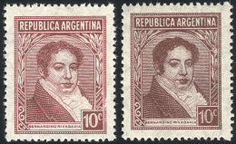 GJ.784 + 785, 10c. Rivadavia, Straight Rays Wmk, With Round And Pointed Lapel, Catalog Value US$5.50 + 30% (MNH),... - Autres & Non Classés