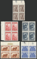 GJ.782 + Other Values, Próceres & Riquezas, 5 Values Of The Set In Blocks Of 4, All Printed With... - Autres & Non Classés