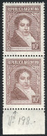 GJ.774A, Bernardino Rivadavia 10c., Very Interesting Pair, Bottom Stamp With Retouch On The Jacket, VF! - Andere & Zonder Classificatie