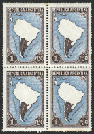 GJ.770, $1 Map Without Borders, Chalky Paper, Block Of 4 With Stain Spots On Back - Andere & Zonder Classificatie