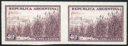 GJ.768P, 40c. Sugar Cane, On Vertically Ribbed Chalky Paper, IMPERFORATE PAIR, Catalog Value US$45 + 30% (MNH), VF... - Autres & Non Classés