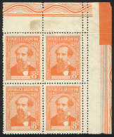 GJ.746, 8c Avellaneda, Round Sun Wmk, Corner Block Of 4, With VARIETY: Double Vertical Perforation, Very Small... - Autres & Non Classés