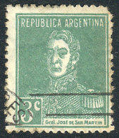 GJ.597, 3c San Martín W/o Period, Perf 13¼ X 12½, With Variety Defective Impression Of "TINA"... - Autres & Non Classés