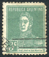 GJ.597, 3c San Martín W/o Period, Perf 13¼ X 12½, With Variety Defective Impression Of "TINA"... - Andere & Zonder Classificatie