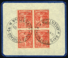 GJ.540, Round Sun Wmk, Perf 13¼, Block Of 4 With Reconstructed Cancel Of RAYO CORTADO (Córdoba), VF! - Andere & Zonder Classificatie