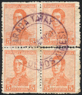 GJ.498, Block Of 4, With Cancel Of PARADA YATAY (Buenos Aires) In Violet, Rare!! - Autres & Non Classés