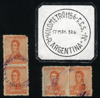 GJ.469, 2 Pairs With Cancels Of KILÓMETRO 1156 - F.C.S. (Neuquén) In Violet, VF! - Autres & Non Classés