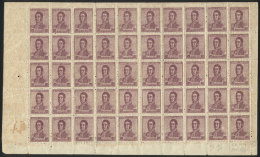 GJ.464, ½c San Martín, Unwatermarked, COMPLETE Sheet Of 50 Stamps With Very Fresh Brown Gum, Most... - Other & Unclassified