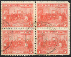 GJ.403, 5c Centenary Of Independence, Vertical Honeycomb Wmk, Block Of 4 With Postmark Of "FABRICA COLON" For... - Andere & Zonder Classificatie