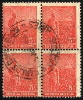 GJ.367, Block Of 4 With Cancel Of CARLOS MARÍA NAÓN (Buenos Aires), VF! - Other & Unclassified