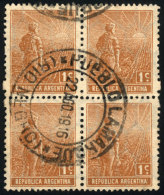 GJ.364, Block Of 4, With Cancel Of PUEBLO LAMARQUE (Río Negro) Of 22/AU/1916, VF Quality! - Other & Unclassified