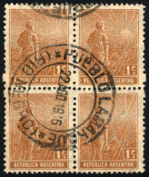 GJ.364, Block Of 4, With Cancel Of PUEBLO LAMARQUE (Río Negro) Of 22/AU/1916, VF Quality! - Andere & Zonder Classificatie