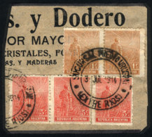 GJ.338 X2 + 342 X3, On Fragment, With Cancel Of SUCURSAL PUEBLO URUGUAY (Entre Ríos), VF! - Autres & Non Classés