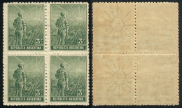 GJ.330b, 3c Plowman, WITH And WITHOUT Watermark, In Block Of 4, VF Quality! - Andere & Zonder Classificatie