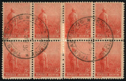 GJ.317, Block Of 8, With Cancel Of TRES ARROYOS (Buenos Aires), VF! - Other & Unclassified